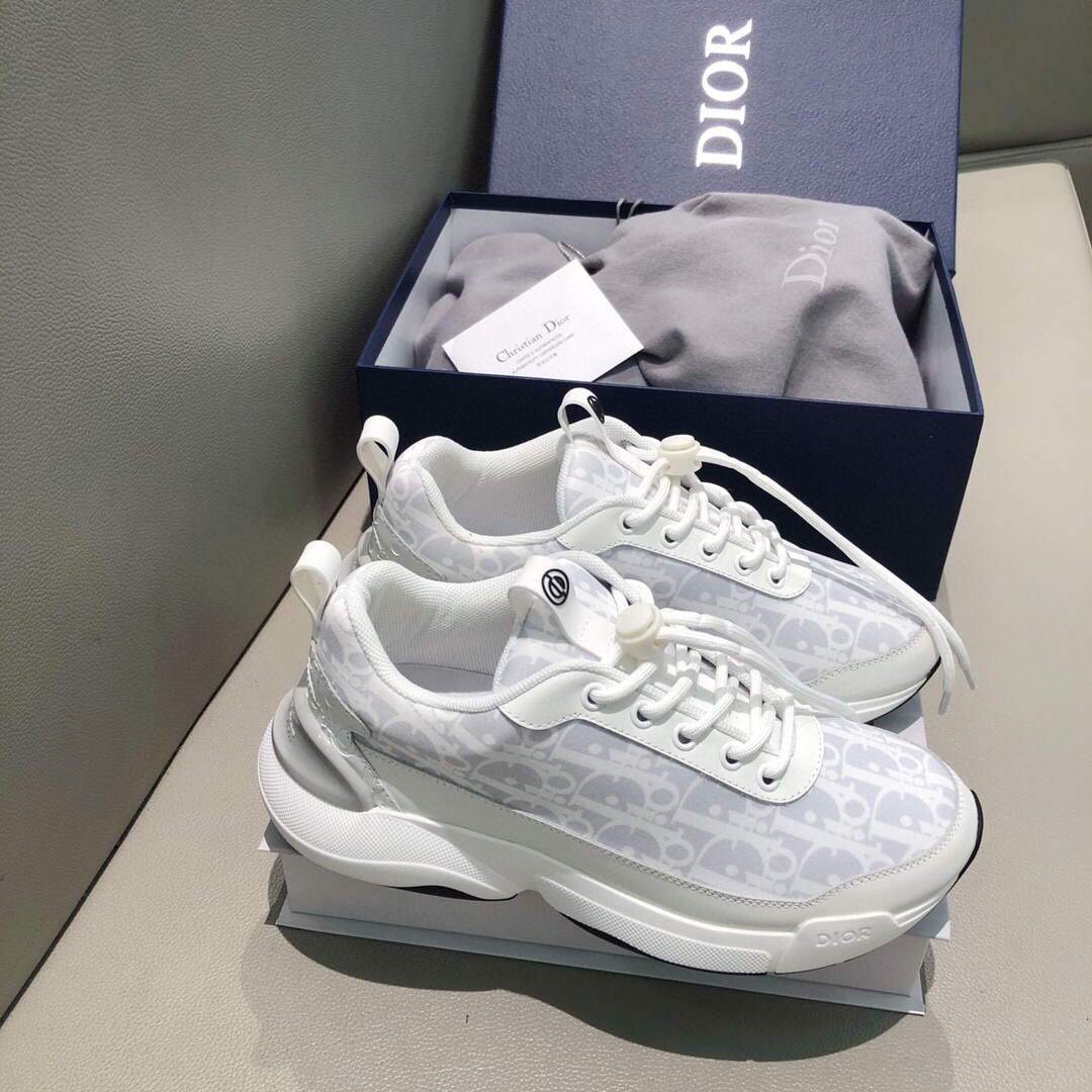 Dior Men's Women¡®s D-CONNECT Sneaker Dior Printed Technical Fabric KCK302 White - luxibagsmall