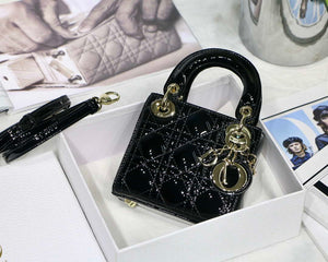Dior MICRO LADY Dior Bag S0856 Black Patent Cannage Lambskin - Default Title - View 1