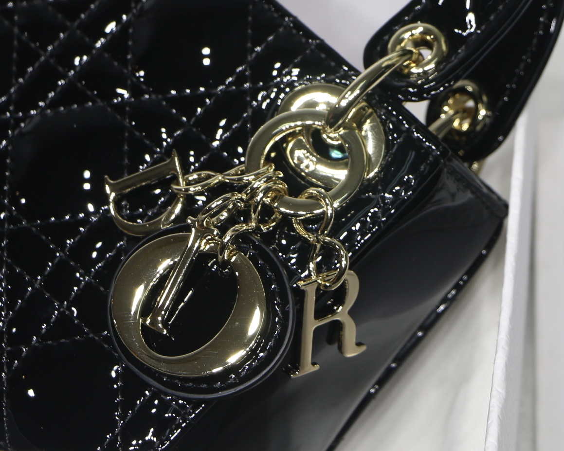 Dior MICRO LADY Dior Bag S0856 Black Patent Cannage Lambskin