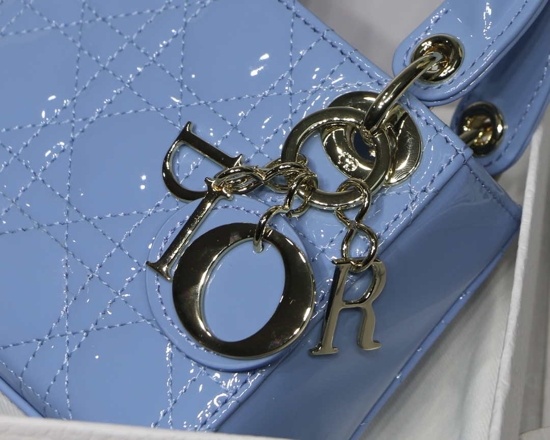 Dior MICRO LADY Dior Bag S0856 Blue Patent Cannage Lambskin - Default Title - View 3