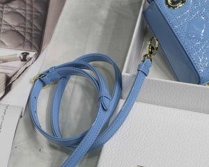 Dior MICRO LADY Dior Bag S0856 Blue Patent Cannage Lambskin - Default Title - View 6