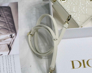 Dior MICRO LADY Dior Bag S0856 White Patent Cannage Lambskin - Default Title - View 6