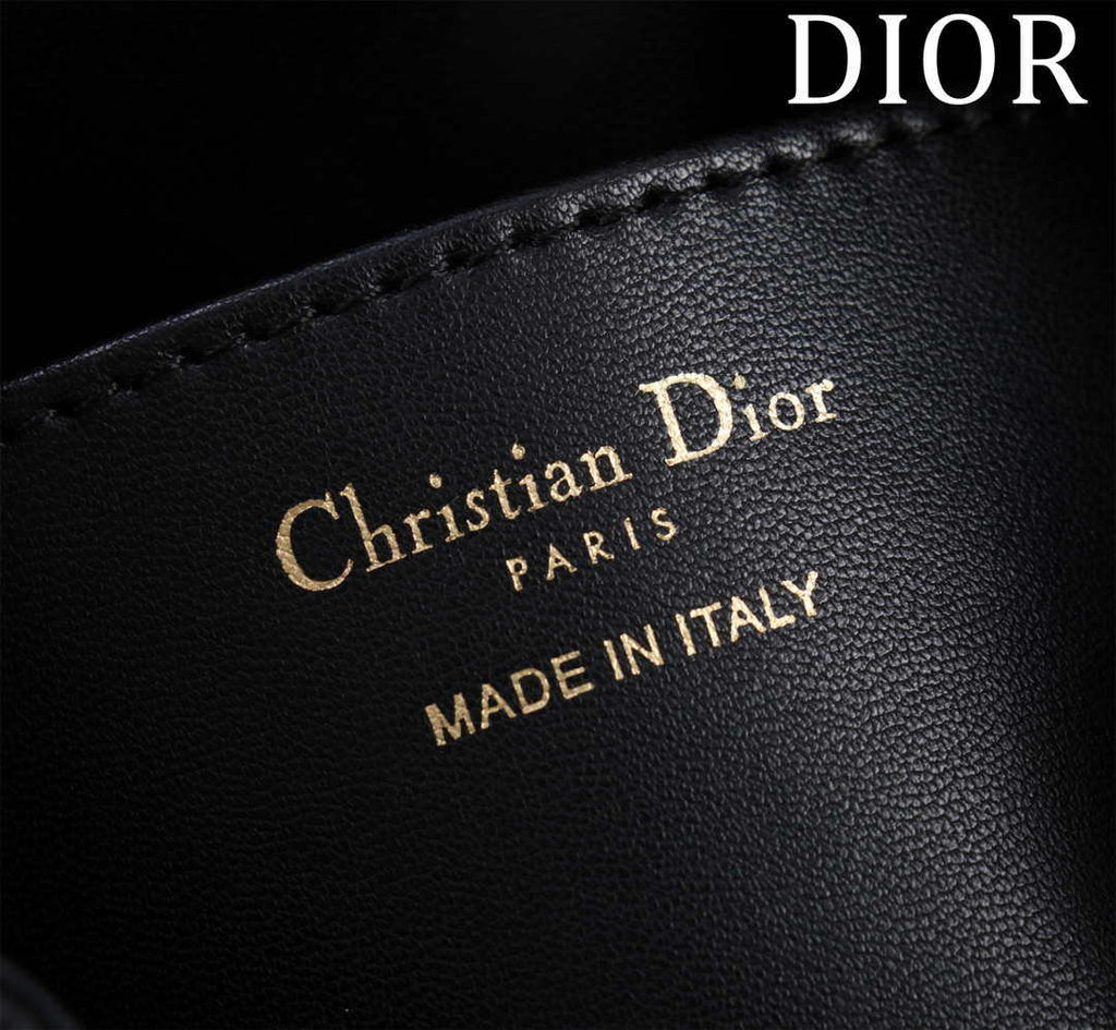 Dior Mini Caro Bucket Bag Powder Black Macrocannage Lambskin M3369
