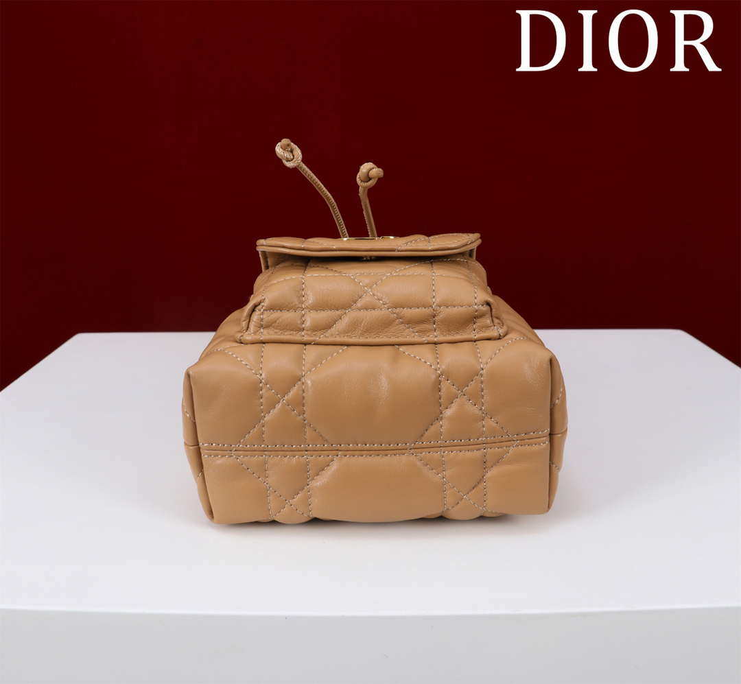 Dior Mini Caro Bucket Bag Powder Brown Macrocannage Lambskin M3369