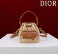 Dior Mini Caro Bucket Bag Powder Natural Raffia M3369