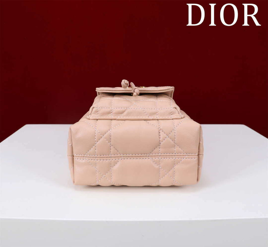Dior Mini Caro Bucket Bag Powder Pink Macrocannage Lambskin M3369