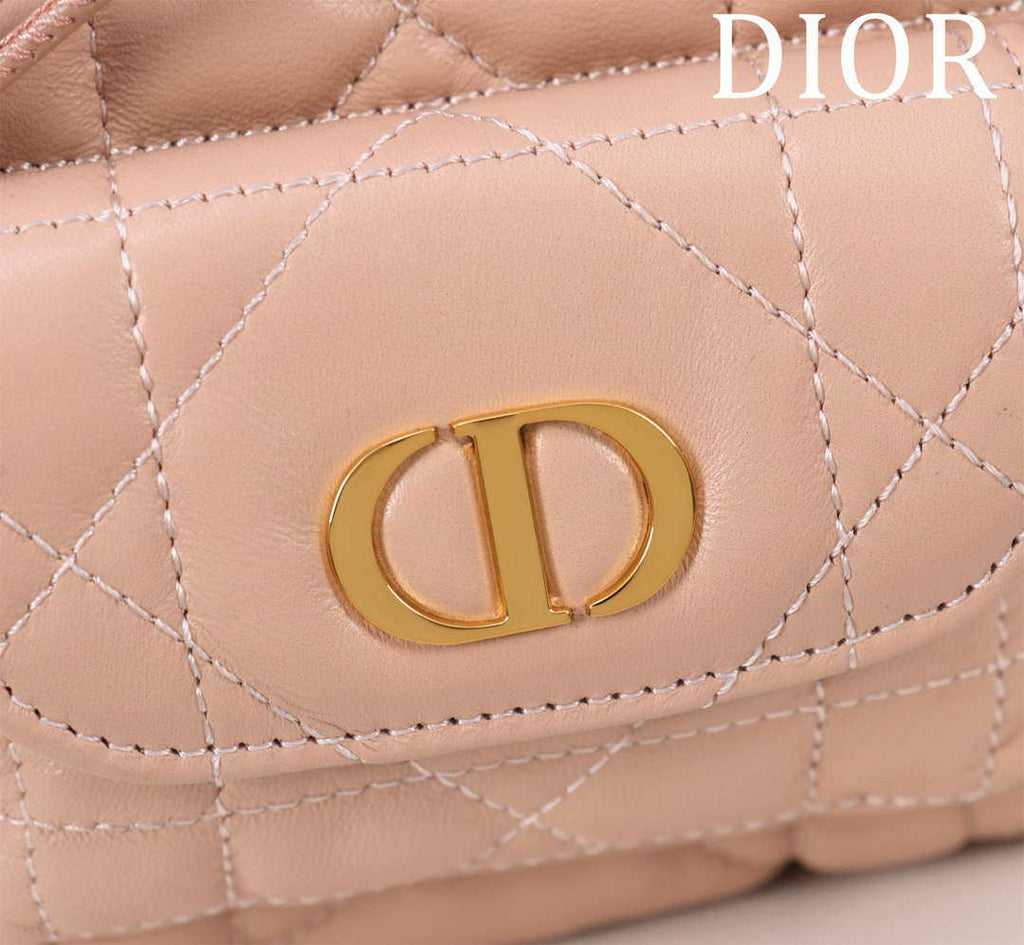 Dior Mini Caro Bucket Bag Powder Pink Macrocannage Lambskin M3369