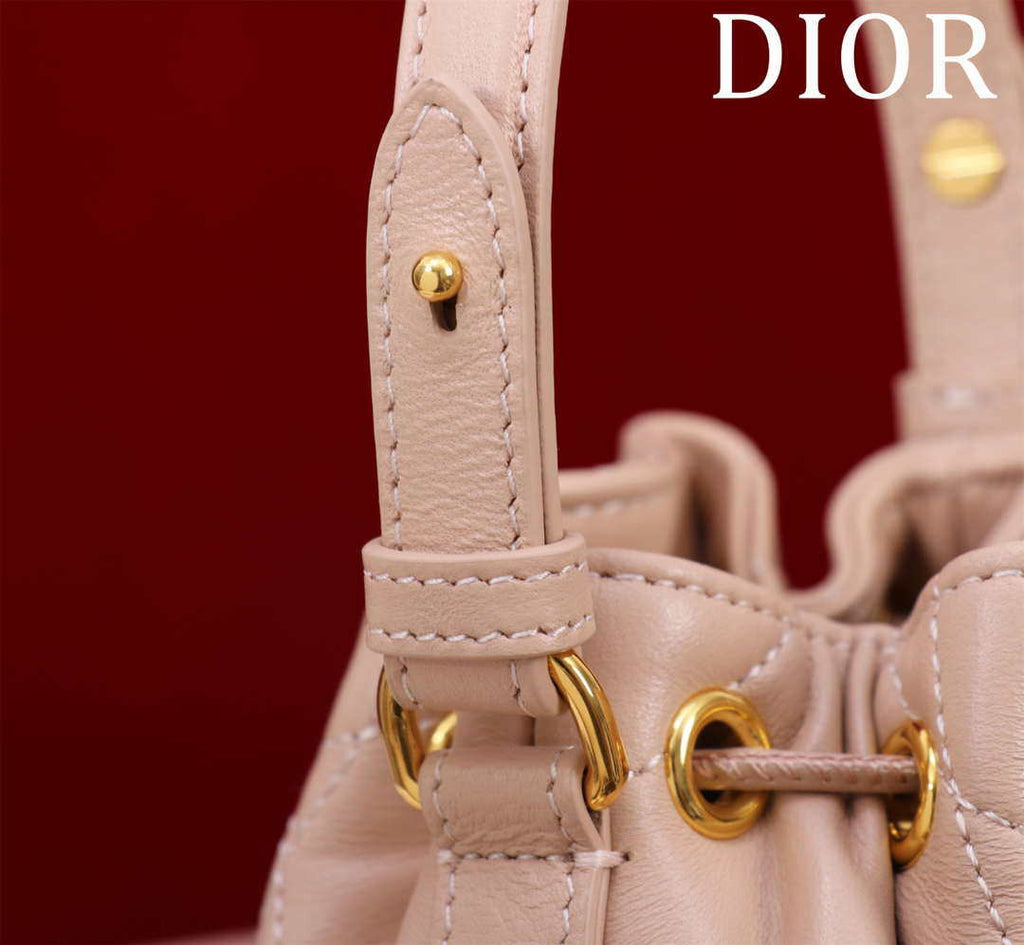 Dior Mini Caro Bucket Bag Powder Pink Macrocannage Lambskin M3369
