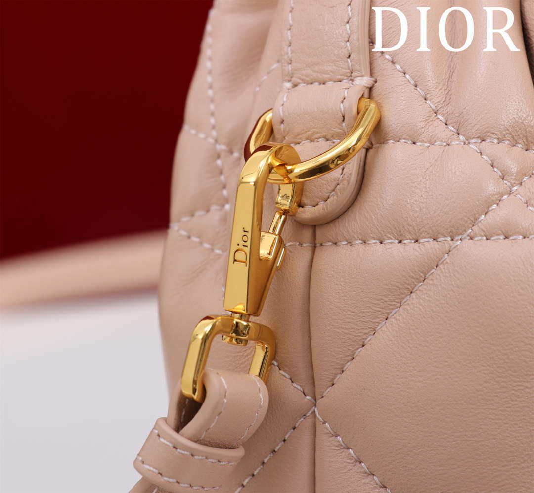 Dior Mini Caro Bucket Bag Powder Pink Macrocannage Lambskin M3369