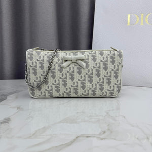 Dior Promenade Pouch with Chain White Dior Oblique Jacquard S2504OUQY_M928 - Default Title - View 1