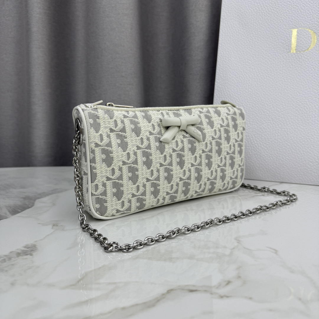 Dior Promenade Pouch with Chain White Dior Oblique Jacquard S2504OUQY_M928 - Default Title - View 2