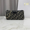 Dior Promenade Pouch with Chain Blue Dior Oblique Jacquard S2504OUQY_M928