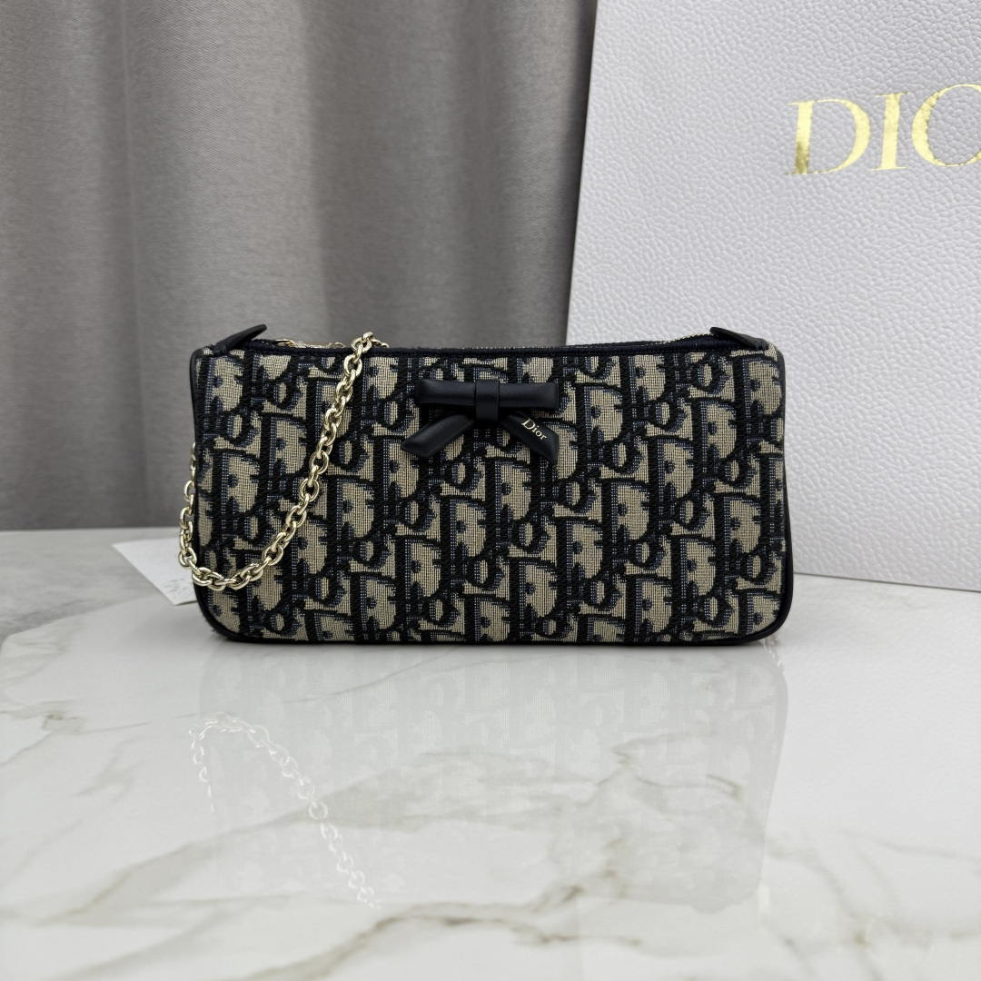 Dior Promenade Pouch with Chain Blue Dior Oblique Jacquard S2504OUQY_M928