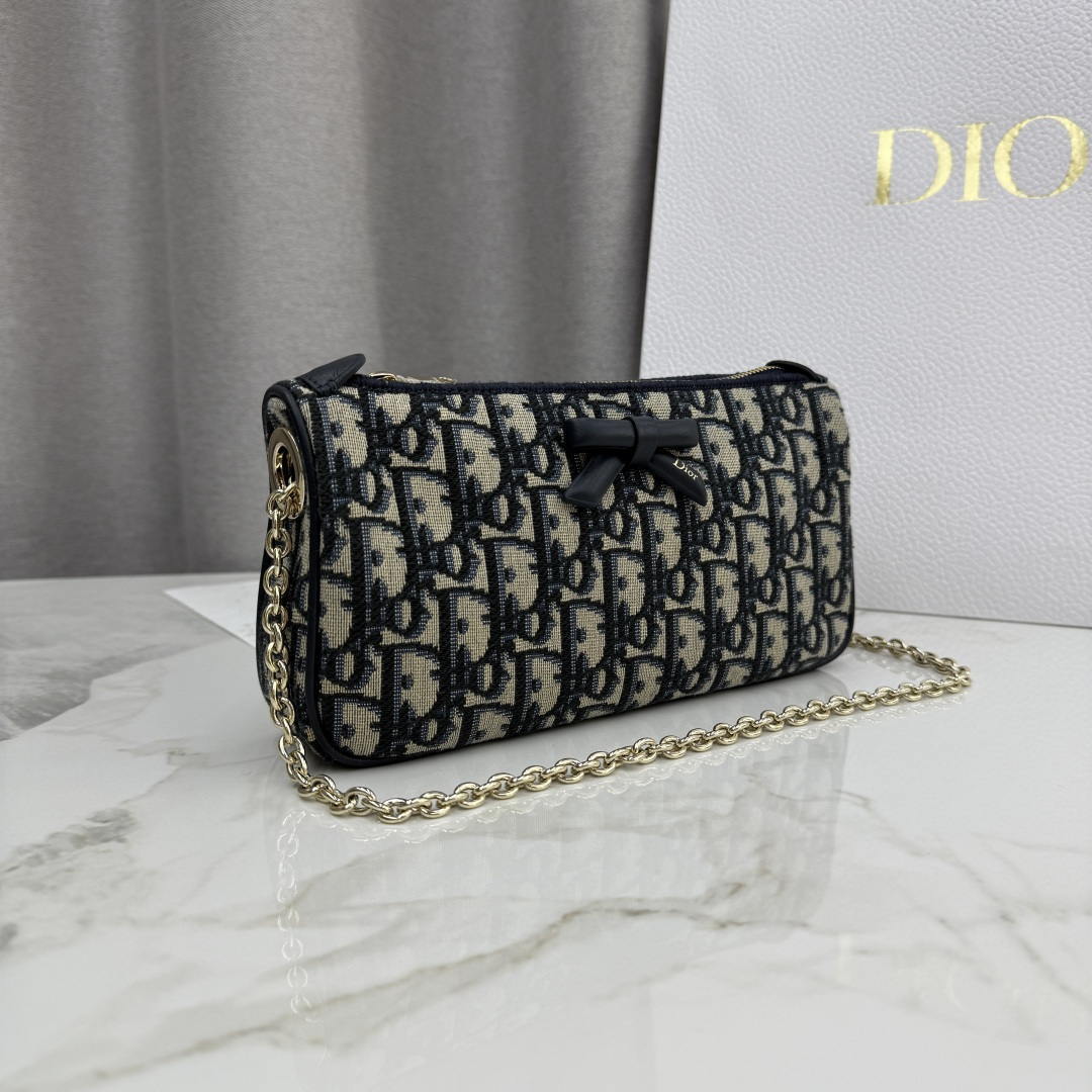 Dior Promenade Pouch with Chain Blue Dior Oblique Jacquard S2504OUQY_M928 - Default Title - View 2