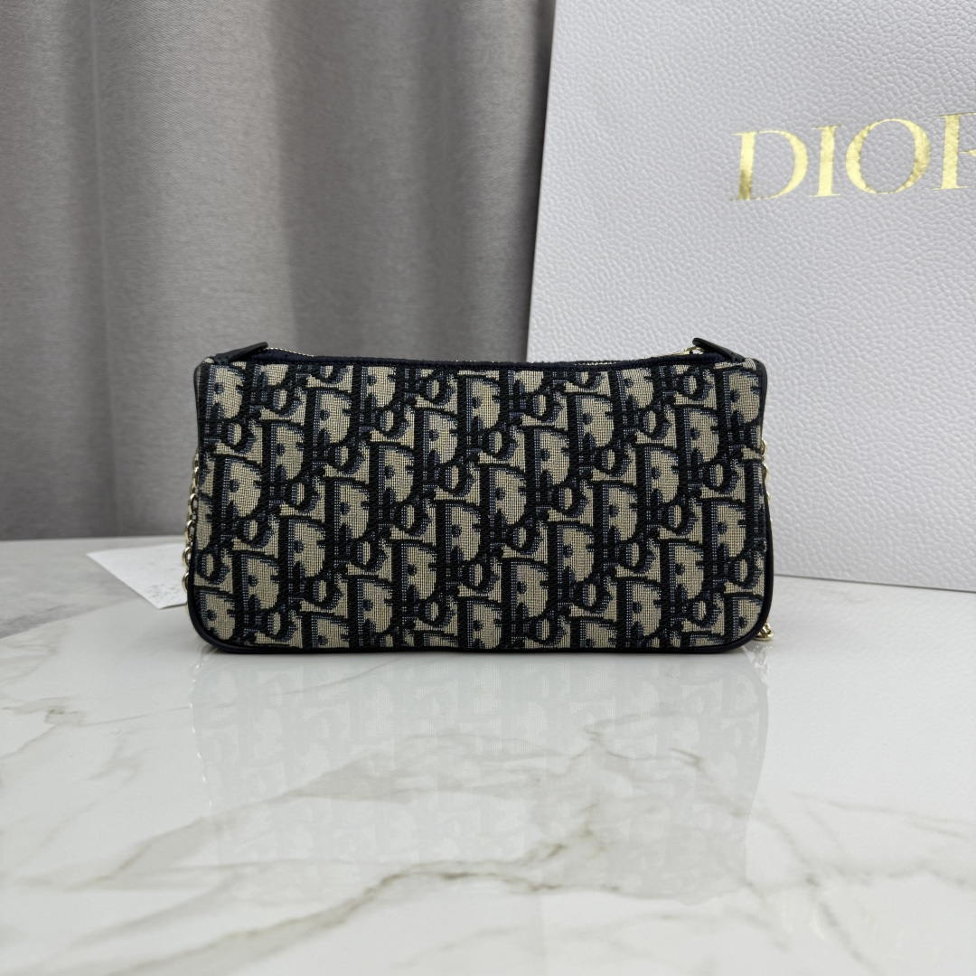 Dior Promenade Pouch with Chain Blue Dior Oblique Jacquard S2504OUQY_M928 - Default Title - View 3