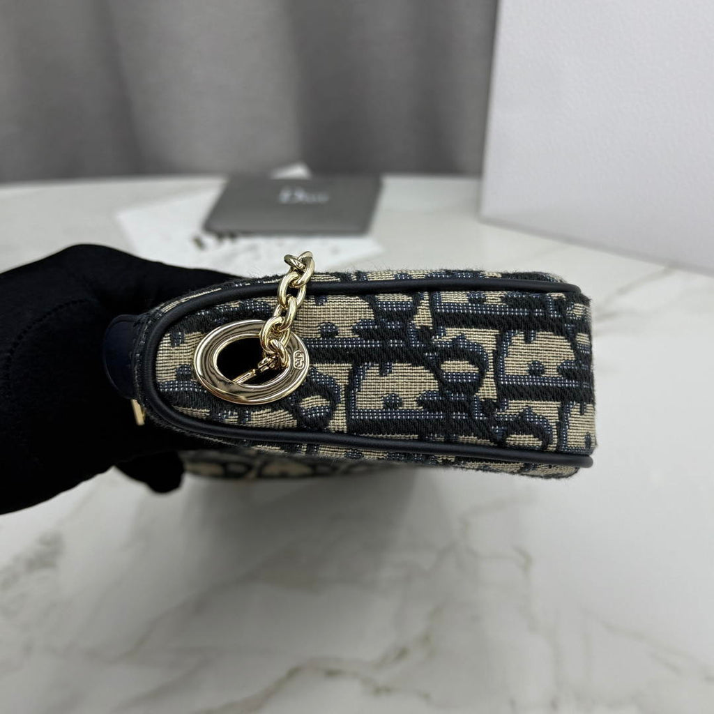 Dior Promenade Pouch with Chain Blue Dior Oblique Jacquard S2504OUQY_M928