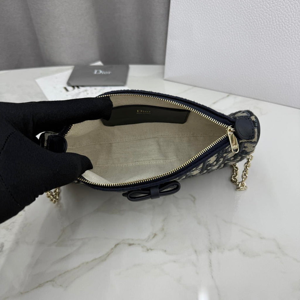 Dior Promenade Pouch with Chain Blue Dior Oblique Jacquard S2504OUQY_M928