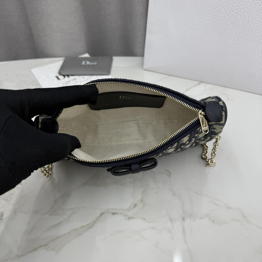 Dior Promenade Pouch with Chain Blue Dior Oblique Jacquard S2504OUQY_M928