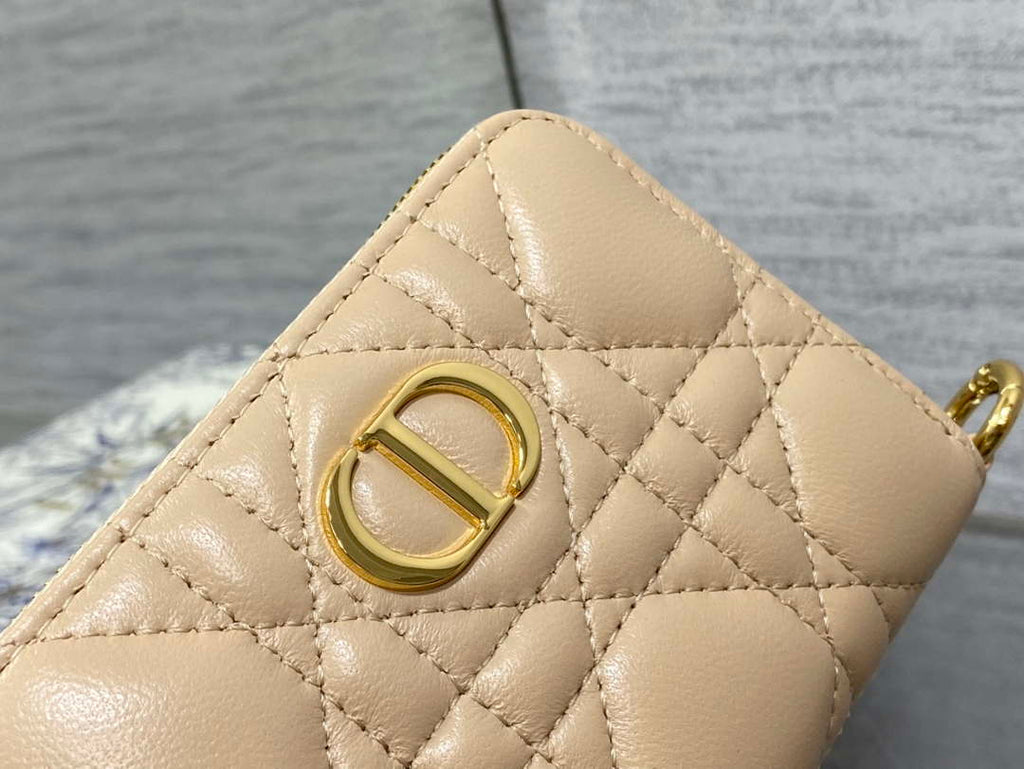 Dior S0011 Lady Dior Zipper Card Holder Medium £Ápricot Cannage Lambskin