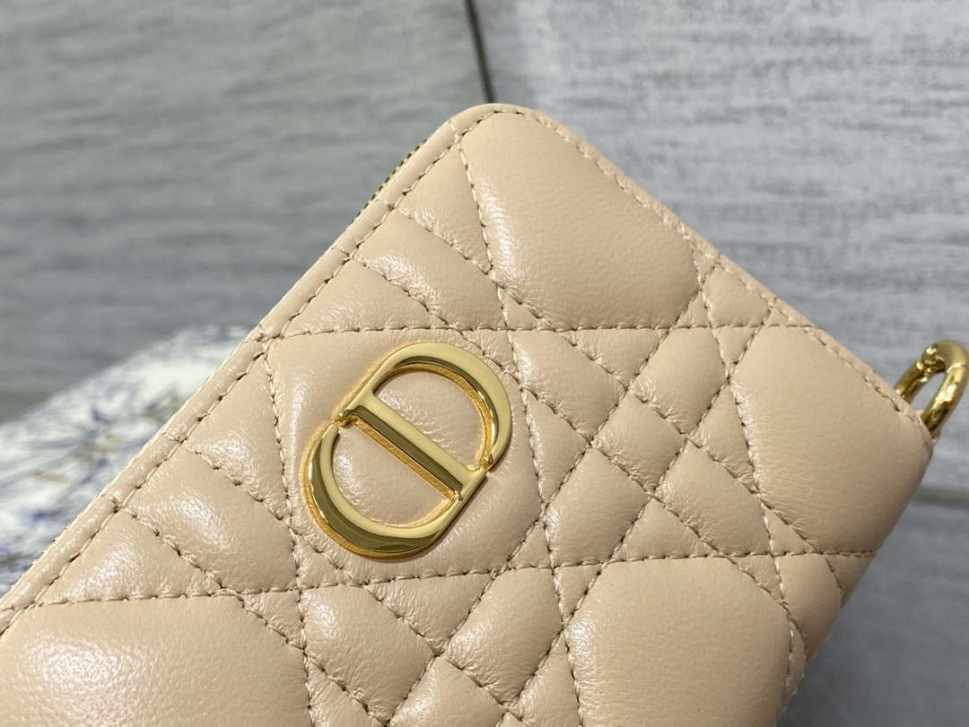Dior S0011 Lady Dior Zipper Card Holder Medium £Ápricot Cannage Lambskin