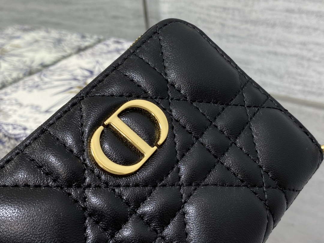 Dior S0011 Lady Dior Zipper Card Holder Medium Black Cannage Lambskin - Default Title - View 3