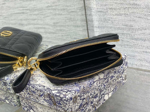 Dior S0011 Lady Dior Zipper Card Holder Medium Black Cannage Lambskin - Default Title - View 4