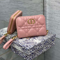 Dior S0011 Lady Dior Zipper Card Holder Medium Light Pink Cannage Lambskin - Default Title - View 1