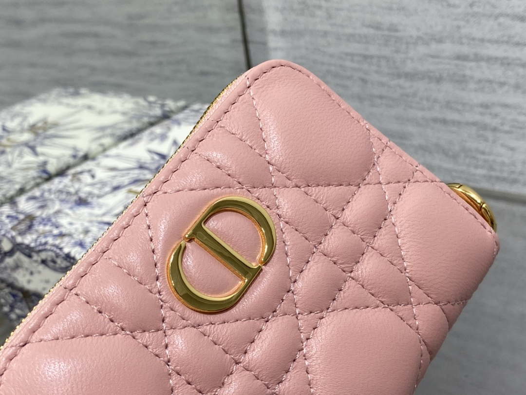 Dior S0011 Lady Dior Zipper Card Holder Medium Light Pink Cannage Lambskin - Default Title - View 4