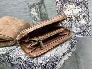 Dior S0011 Lady Dior Zipper Card Holder Medium Light Pink patent leather Lambskin - Default Title - View 5