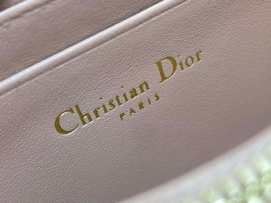Dior S0011 Lady Dior Zipper Card Holder Medium Light Pink patent leather Lambskin