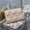 Dior S0011 Lady Dior Zipper Card Holder Medium Nude Cannage Lambskin - Default Title - View 1