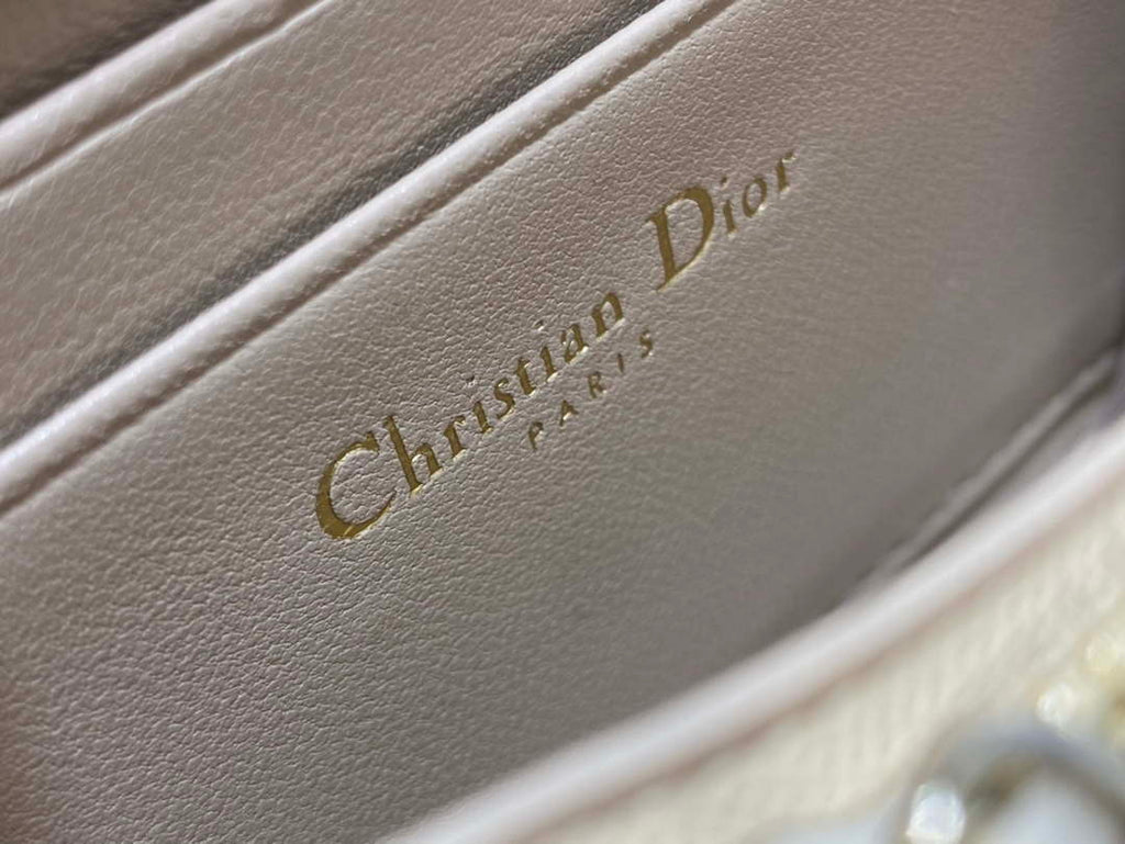 Dior S0011 Lady Dior Zipper Card Holder Medium Nude Cannage Lambskin