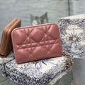 Dior S0011 Lady Dior Zipper Card Holder Medium Pink Cannage Lambskin - Default Title - View 1