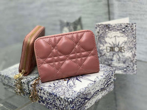 Dior S0011 Lady Dior Zipper Card Holder Medium Pink Cannage Lambskin - Default Title - View 2