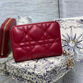Dior S0011 Lady Dior Zipper Card Holder Medium Wine Red Cannage Lambskin - Default Title - View 1