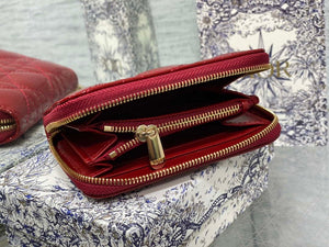 Dior S0011 Lady Dior Zipper Card Holder Medium Wine Red patent leather Lambskin - Default Title - View 5
