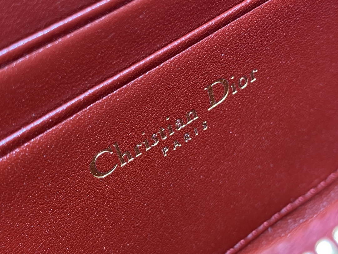 Dior S0011 Lady Dior Zipper Card Holder Medium Wine Red patent leather Lambskin - Default Title - View 6