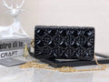 Dior S0204 Lady Dior Pouch Patent Cannage Calfskin Black