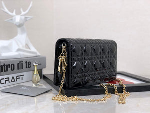 Dior S0204 Lady Dior Pouch Patent Cannage Calfskin Black - Default Title - View 2