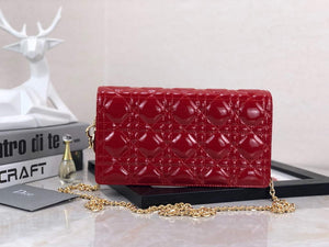 Dior S0204 Lady Dior Pouch Patent Cannage Calfskin Red - Default Title - View 1