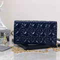 Dior S0204 Lady Dior Pouch Patent Cannage Calfskin Navy Blue - Default Title - View 1