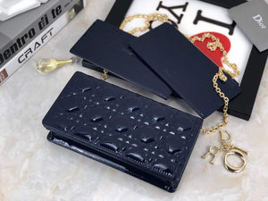 Dior S0204 Lady Dior Pouch Patent Cannage Calfskin Navy Blue - Default Title - View 4