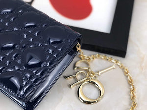 Dior S0204 Lady Dior Pouch Patent Cannage Calfskin Navy Blue - Default Title - View 7