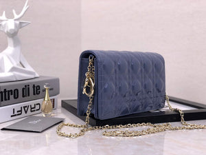 Dior S0204 Lady Dior Pouch Patent Cannage Calfskin Blue - Default Title - View 2