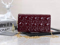 Dior S0204 Lady Dior Pouch Patent Cannage Calfskin Wine Red