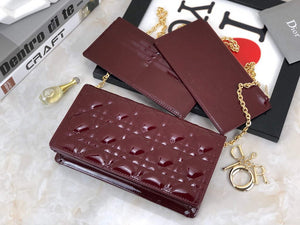 Dior S0204 Lady Dior Pouch Patent Cannage Calfskin Wine Red - Default Title - View 3