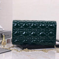 Dior S0204 Lady Dior Pouch Patent Cannage Calfskin Dark green - Default Title - View 1