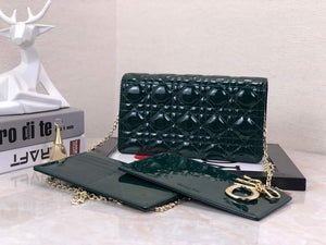Dior S0204 Lady Dior Pouch Patent Cannage Calfskin Dark green - Default Title - View 3