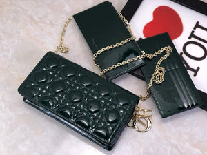 Dior S0204 Lady Dior Pouch Patent Cannage Calfskin Dark green - Default Title - View 5