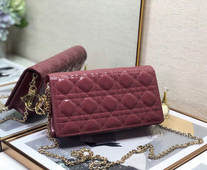 Dior S0204 Lady Dior Pouch Patent Cannage Calfskin Light Purple - Default Title - View 1